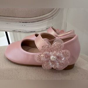 🎀 9~12 Mth Baby Girls Fancy Pink Floral & Pearl Mary Jane Dress Shoes NWT